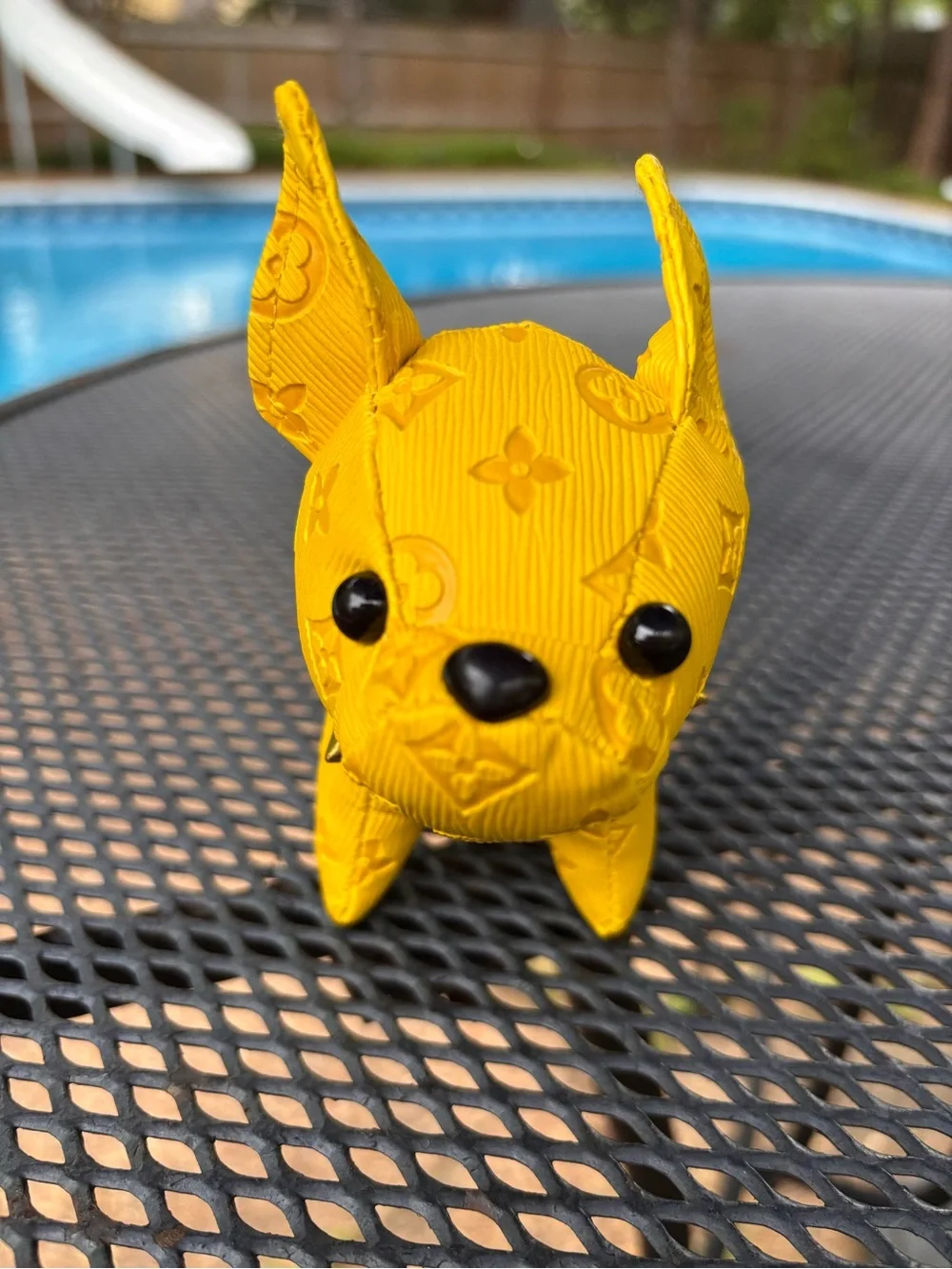 Bag charm/Key Chain adorable Frenchie Yellow Dog with black eyes! New